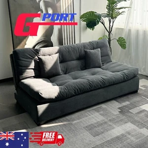 Sofa Bed 3 Seater Futon Flannel Fabric Lounge Couch Recliner Convertible - Picture 1 of 10