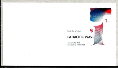 PATRIOTIC WAVE RED WHITE BLUE 2015 US #4953 NIP $1.00 STAMP DCP FIRST DAY COVER - Image 1 of 3