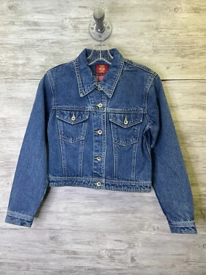 复古间隙牛仔夹克女式 S 花卉刺绣卡车司机短 Y2K — 第 1/4 张图片