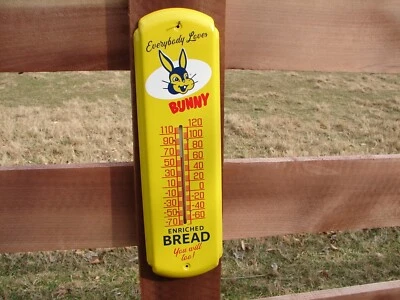 Bunny Bread Thermometer Sign Metal Yellow 17 x 5 Easter Basket Gift - Изображение 1 из 4
