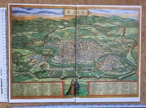 Old Antique Picture Map Rome, Italy: 1572 by Braun & Hogenberg REPRINT 1500's - Picture 1 of 10