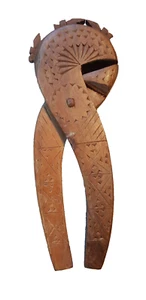 Vintage Wooden folk art nut cracker by Etno decor handmade in Serbia 1960's - Picture 1 of 8