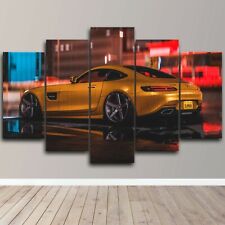 Mercedes Benz AMG Yellow Car Racing 5 Piece Canvas Wall Art Print Home Decor