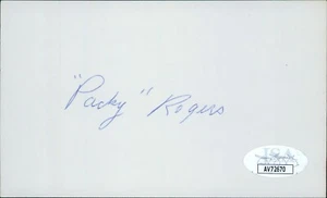 Packy Rogers Brooklyn Dodgers Signed 3x5 Index Card JSA Authenticated - Picture 1 of 2