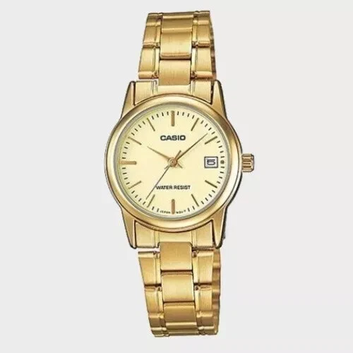 Casio Womens Watch Ltpv002g Gold Tone Stainless Steel Date Analog Quartz Battery