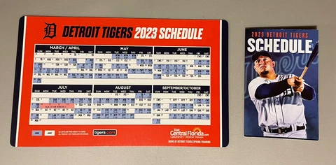 Detroit Tigers 2023 Magnet Schedule SGA and 2023 Pocket Schedule Cover
