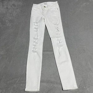 FRAME Jeans Womens 24 White Le Skinny De Jeanne Mid Rise Distressed Stagger Hem - Picture 1 of 12