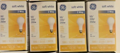 4 GE Soft White 3Way 50/200/250W
