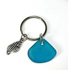 Turquoise Seaglass  Bottle Lip Key Ring/ Car Or Purse Charm, Shell. Handmade.