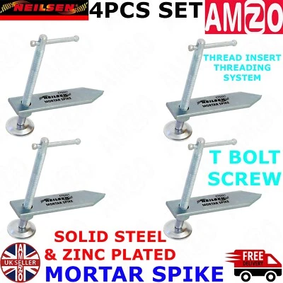 NEILSEN 4 x BRICKLAYERS Mortar Spike Internal Profile Pro Clamp Zinc Plated Solid Steel