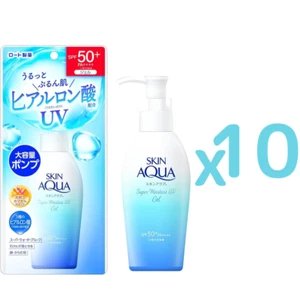 [x10 lot]ROHTO Skin Aqua Super Moisture Gel UV Sunscreen 140g SPF50+ PA++++ Pump - Picture 1 of 7