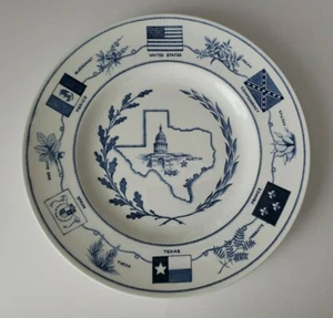 Placa Estatal Estrella Solitaria Texas 10" Charles W. York Madera St. Burslem Inglaterra - Imagen 1 de 3