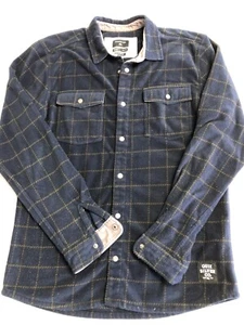 Quiksliver Snap Up Fleece Shirt Mens XL Regular Fit Plaid Blue Collared - Picture 1 of 5