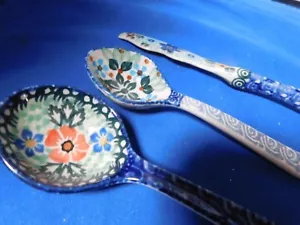 POLISH HAND PAINTED SPOONS AND KNIFE - Picture 1 of 8