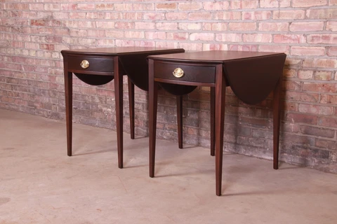 Kittinger Georgian Mahogany Pembroke Tea Tables, Newly Refinished Cover