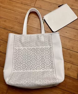 Marks And spencer Womens White Shopper / Tote Bag Perforated / Laser Cut. - Picture 1 of 6