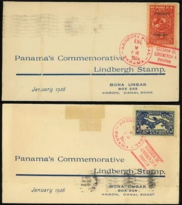 Panama #256-257 Colonel Lindbergh Visit FDC 1928 Cover to Canal Zone Airmail - Picture 1 of 2