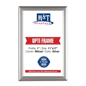 Opti Snap Poster Frame 1" Aluminum Front Loading Wall Mounting 11x17 Silver - Picture 1 of 8
