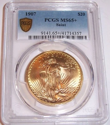 1907 $20 Филадельфия GEM St Gaudens Двойной Орел PCGS MS65+!!! - Изображение 1 из 4
