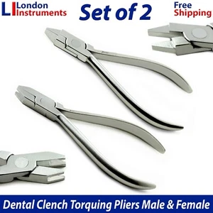 Set of 2 Dental Orthodontic Torquing Male Female Clench Arch Wire Bending Pliers - Picture 1 of 5