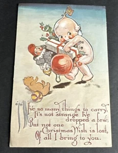 Postkarte: Weihnachten Kewpie Rose O'Neill Geschenke Ich habe viele Dinge zu tragen.. - Bild 1 von 2