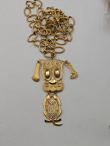 Vintage 1970’s Articulate Dog Statement Belt/Necklace Gold Tone By Alan - Picture 1 of 5