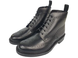 Loake Bedale Leder Stiefel Schuh Brogue Boot Rahmengenäht Budapester schwarz - Bild 1 von 9