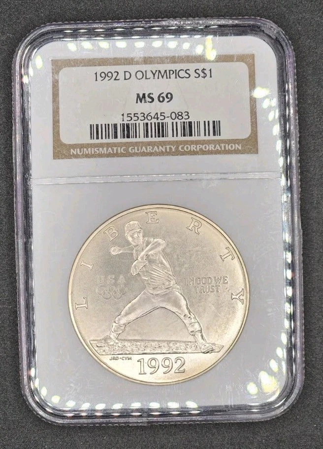1992-D Olympic Baseball Commemorative Silver Dollar | NGC MS69 - Image 1 of 4