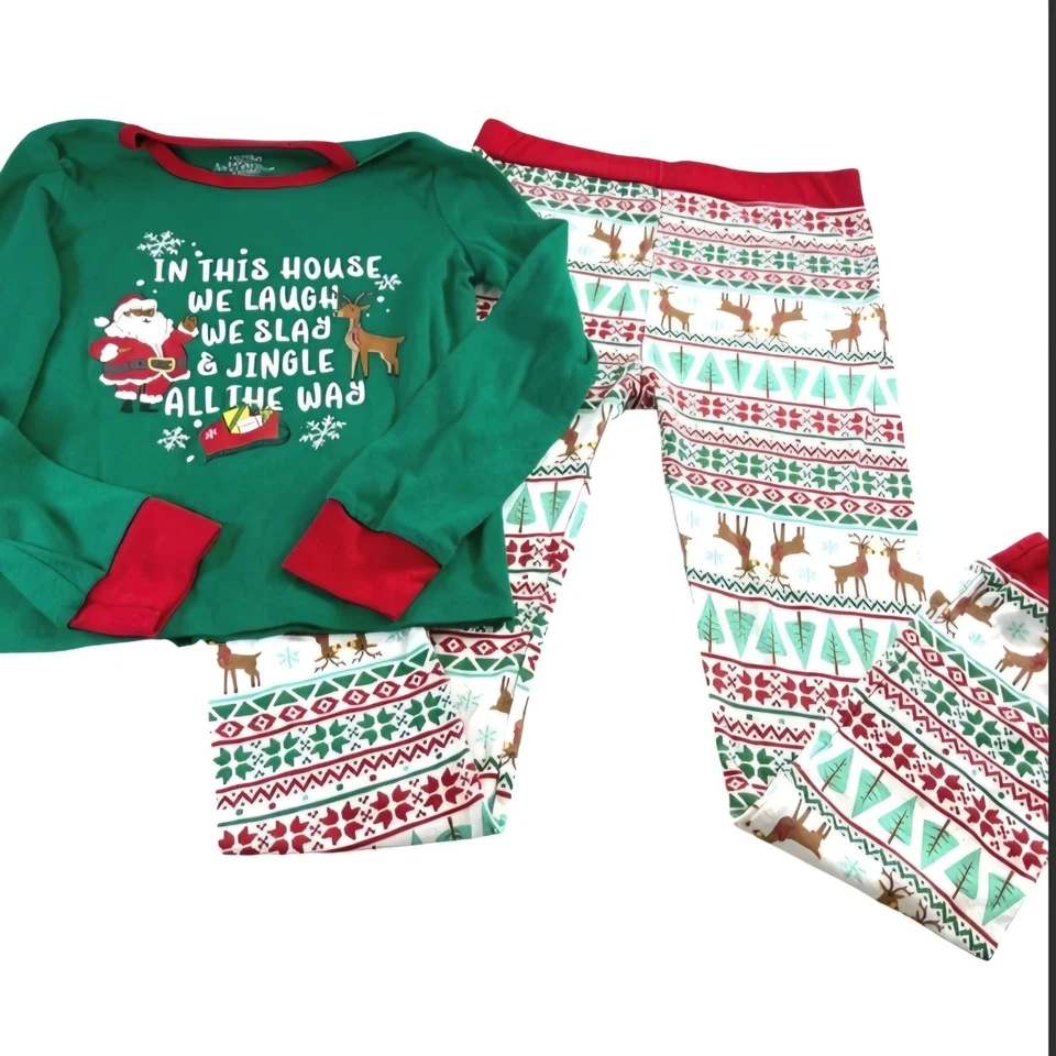 Black Paper Party Girls Pajamas Christmas Graphic Snug Multicolor Size L 10-12 - Image 1 of 4