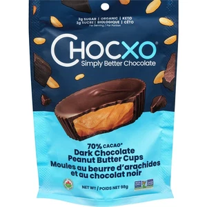 4 Bags of Chocxo 70% Cacao Dark Chocolate Peanut Butter Cups 98g Each Canada - Picture 1 of 5