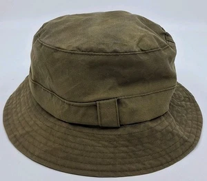 Barbour Canvas Cotton Bucket Hat Green/Brown Plaid Lining Size L Made in England - Picture 1 of 10