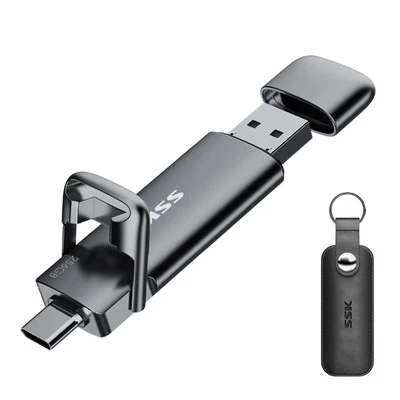 SSK 256GB USB C Drive Up to 550MB/s, Fast USB Stick Dual Drive Type-c +USB A - Image 1 of 4
