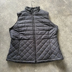 Outback Trading Bourke Vest Womens 1X Black Oilskin Fleece Lined Insulated - Picture 1 of 9