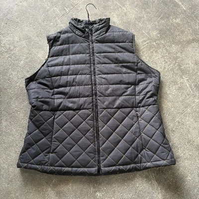 Outback Trading Bourke Vest Womens 1X Black Oilskin Fleece Lined Insulated - Image 1 of 4