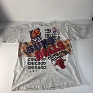 VTG 1993 Chicago Bulls Suns NBA Finals T-Shirt XXL Michael Jordan Barkley Grey - Picture 1 of 14
