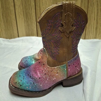 Botas vaqueras Roppers para niña pequeña brillante arco iris talla 6  Foto 1 de 4