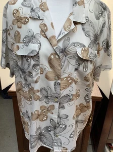 Camicia Alfred Dunner taglia 14 modello farfalla maniche corte tasca 17” lavabile - Foto 1 di 2