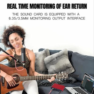 USB Audio Interface 24bit for Guitar Recording with Loopback and Portable Size - Image 1 of 4