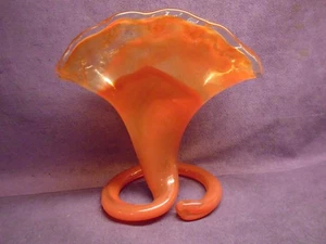 Vintage Murano Orange Hand Blown Glass Vase - Picture 1 of 7