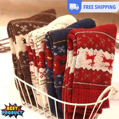 Mujeres Navidad 5 Pares Calcetines Media Pantorrilla Cálidos Acogedores Crew Calcetines Invierno Botas Calcetines Foto 1 de 4