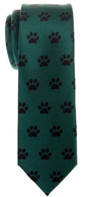 Corbata delgada de microfibra tejida con patas de cachorro de perro verde Foto 1 de 2