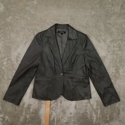 Blazer Kasper Gris Oscuro Cuero Un Botón Para Mujer Talla Grande Oficina Clásico Foto 1 de 4