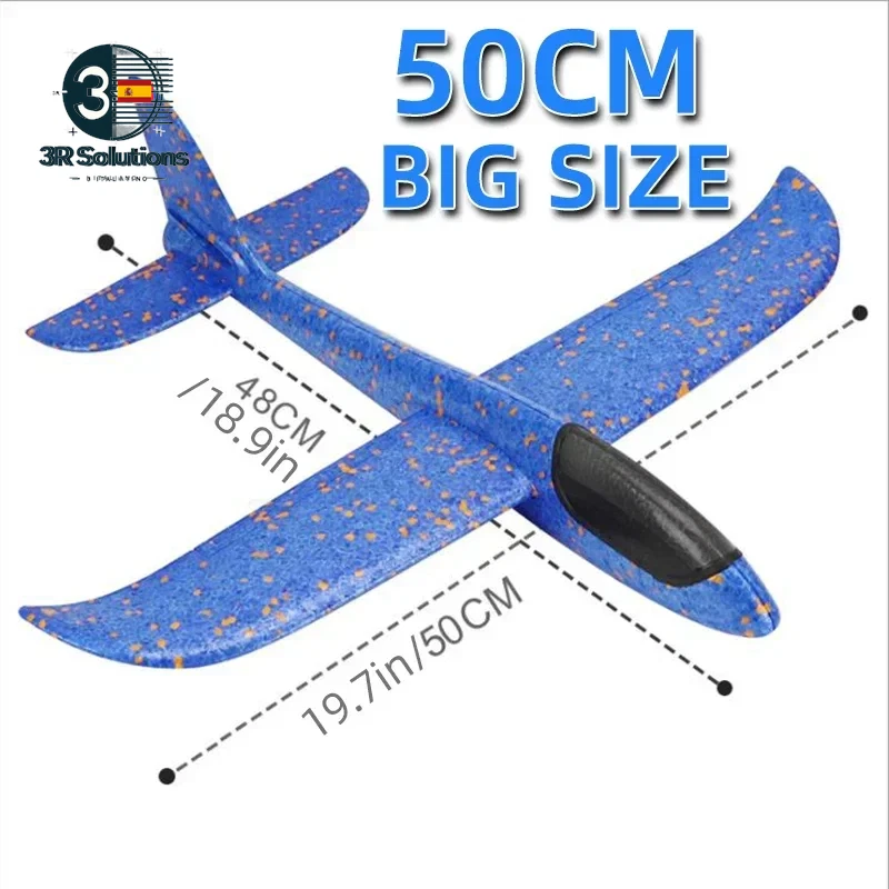 Avión Espuma 50Cm Lanzamiento Manual Planeador Luz Niños - Imagen 1 de 4