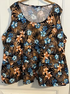 #7296. Lands' End Tropical Floral Layered Tank Top Sz 2X - Picture 1 of 10