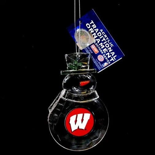 Wisconsin Badgers NCAA Acrylic Traditional Snowman Ornament - Image 1 of 1