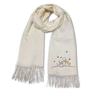 Der kleine Prinz Kaschmir Schal weiß 70 × 200 cm Antoine de Saint-Exupéry Stern - Bild 1 von 12