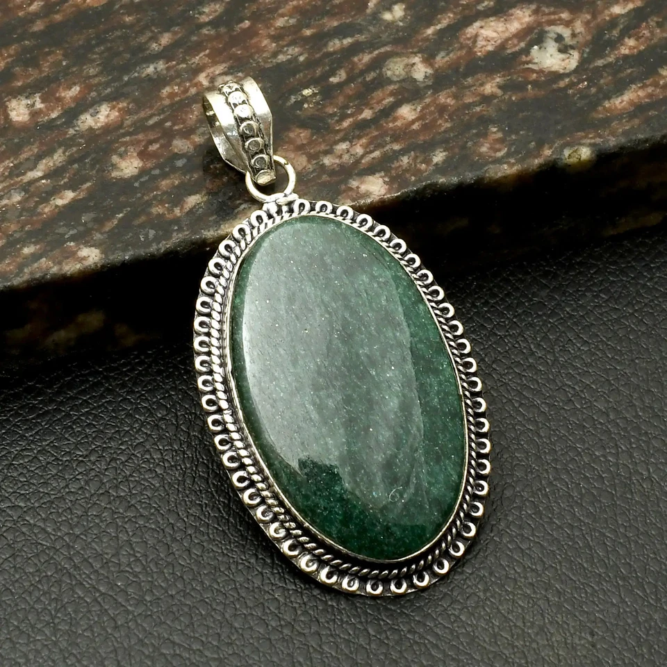 Colgante de piedras preciosas de aventurina verde hecho a mano joyería regalo para mujer 2,6" AP-22200 Foto 1 de 1