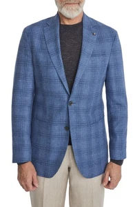 Jack Victor Hampton Men's Plaid Wool Blend Sport Coat Jacket Blazer Size 44 L - Picture 1 of 5