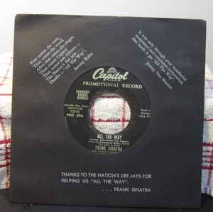 FRANK SINATRA - All The Way - 1958 Capitol Pop Promo Vinyl 45 7"-w/RARE Sleeve - Foto 1 di 3