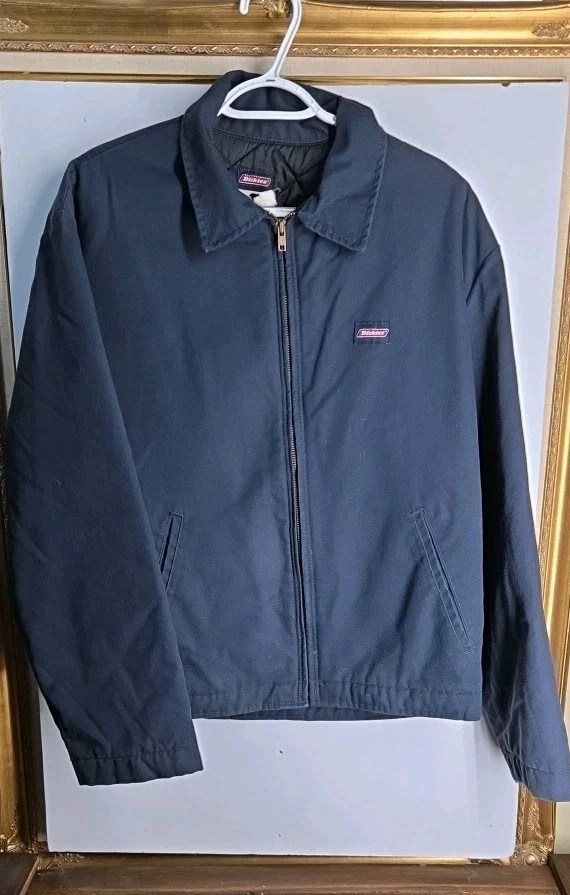 Chaqueta Dickies Para Hombre Mecánica Azul Med Ropa de Trabajo Lona Cremallera Completa Aislada Foto 1 de 4